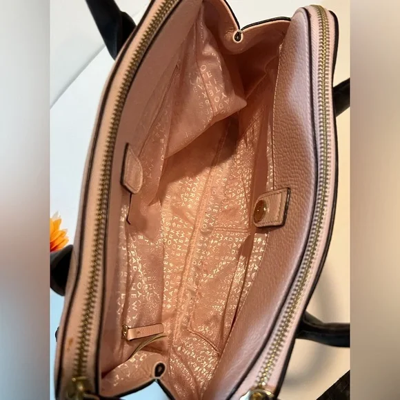 KATE SPADE Pink and Black Leather Satchel Double Zipper - Picture 7 of 10